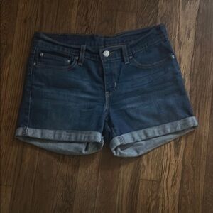 Levi's Blue Jean Shorts with Rolled Cuffs and Classic Fit